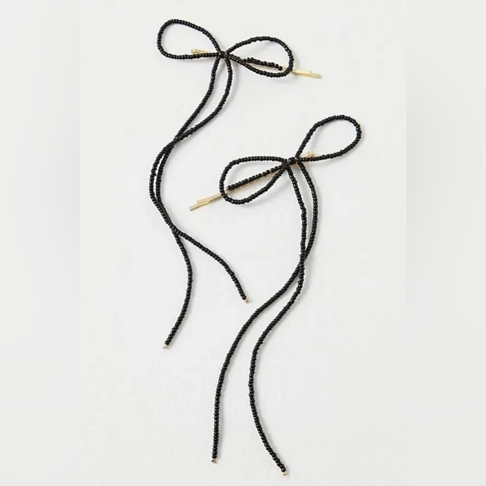 Free People Black Beaded Hair Ties